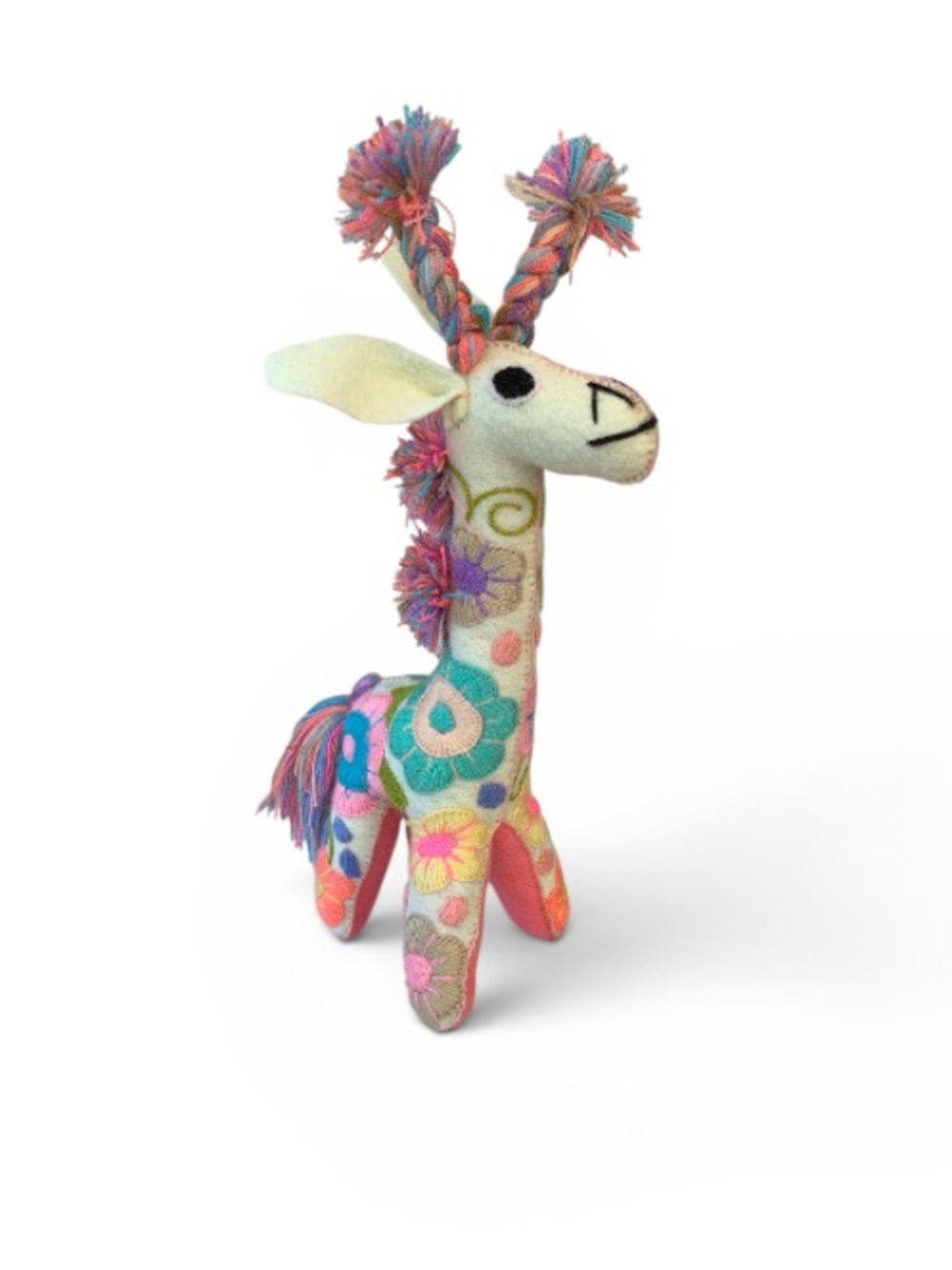 Artisan Mexican Handcrafted Embroidered Wool Giraffe - Folk Art